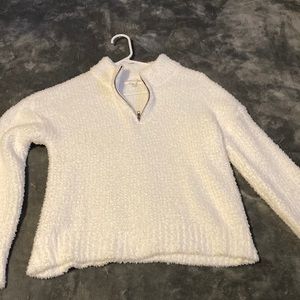 Bohemian Rose Winter White Soft Half Zip Pullover Sweater S